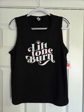Pure Barre Black 'Lift Tone Burn' Graphic Muscle Tank